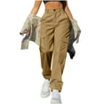 thumbnail image 1 of Ltctricy Cargo Pants for Women Plus Size Elastic High Waisted Wide Leg Travel Pants Streetwear Casual Pants with Pockets(Khaki,X-Large), 1 of 7