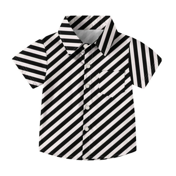 Ltctricy Children's Button down Shirts Toddler Boys Girls Short Sleeve Striped Collared Blouses Casual Loose Summer Tops