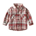 thumbnail image 1 of Ltctricy Children's Button down Shirts Toddler Girls Boys Cotton Long Sleeve Collared Plaid Tops Spring Fall Outfits(Red,2-3 Years), 1 of 7
