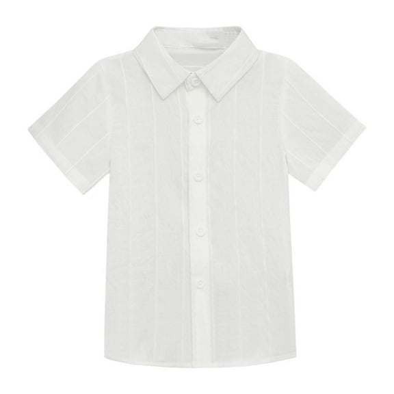 Ltctricy Children's Button down Shirts Unisex Toddler Boys Girls Short Sleeve Striped Collared Blouses Casual Summer Tops