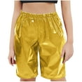 thumbnail image 1 of Ltctricy Children's Shiny Shorts Sparkly Girls Boys Elastic High Waisted Straight Leg Knee Length Shorts Glitter Party Shorts 3-16 Y, 1 of 5