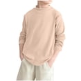 thumbnail image 1 of Ltctricy Children's Thermal Tops Unisex Girls Boys Soft Comfy Mock Neck Long Sleeve Ribbed T Shirts Base Layer Tops(Khaki,7-8 Years), 1 of 4