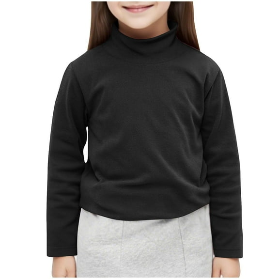 Ltctricy Children's Turtleneck T Shirts Unisex Boys Girls Cotton Long Sleeve Mock Neck Base Layer Tops Toddler Baby Undershirts(Black,2-3 Years)