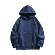 LTCTRICY Children's Zip up Hoodies Boys Girls Long Sleeve Hooded Sweatshirts Casual Fashion Jackets with Pockets(Navy,13-14 Years)