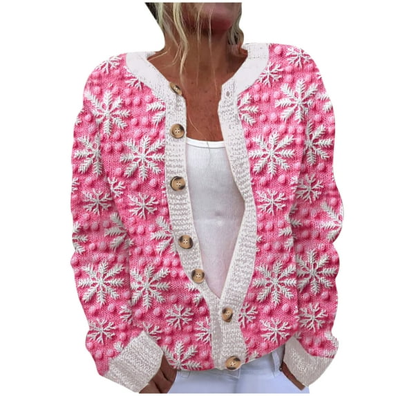 Ltctricy Christmas Plus Size Cardigan for Women Cute Fashion Fall Winter Sweater Coats Casual Button down Long Sleeve Outerwear