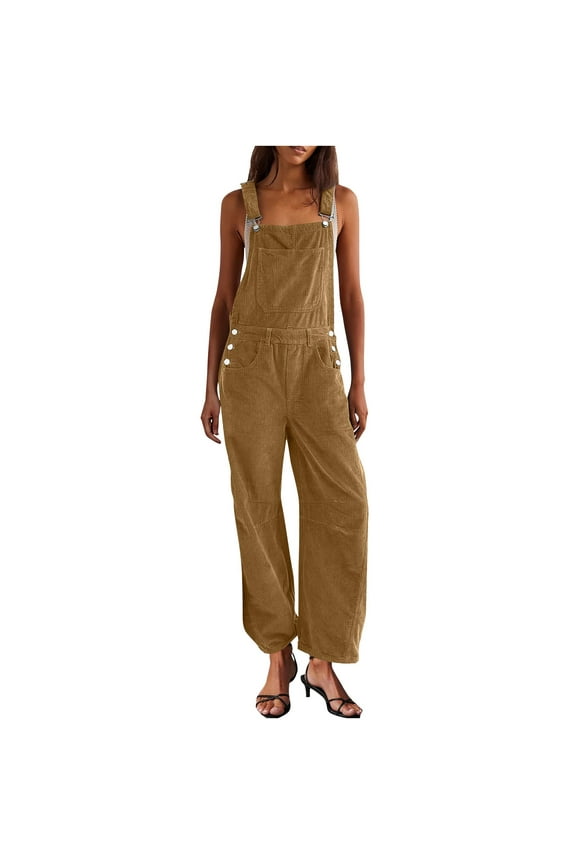 Corduroy Overalls for Women Casual Sleeveless Wide Leg Pants Jumpsuits Baggy Trendy Adjustable Strap Rompers