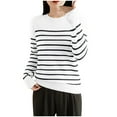 thumbnail image 1 of Ltctricy Fall Sweater for Women Spring Trendy Knit Long Sleeve Striped Pullover Tops Casual Crewneck Comfy Shirts, 1 of 3
