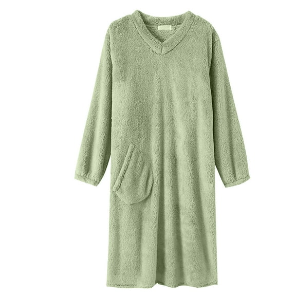 Ltctricy Flannel Nightgowns for Women Winter Warm Long Sleeve Fluffy Plush Sleepshirt Fuzzy Soft T Shirt Dress Lounge Homewear