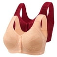thumbnail image 1 of Ltctricy Front Closure Bras for Women 2 Pc Plus Size Lace Full Coverage Support Wireless Bralettes Comfort Everyday Bras, 1 of 2