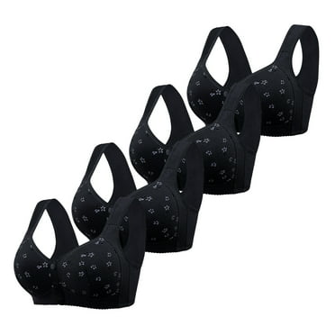Ltctricy Front Closure Bras for Women 4 Pc Wireless Supportive Push up Bralettes for Seniors Comfortable Plus Size Bras