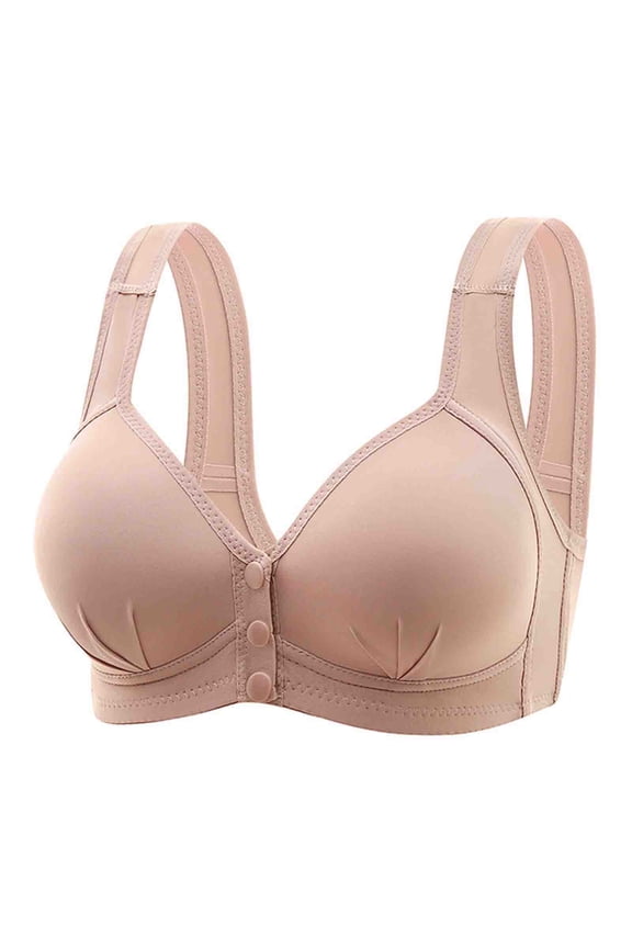 Front Closure Bras for Women Seamless Wirefree Full Coverage Supportive Push up Bras Comfortable Everyday Bras(Pink,XX-Large)