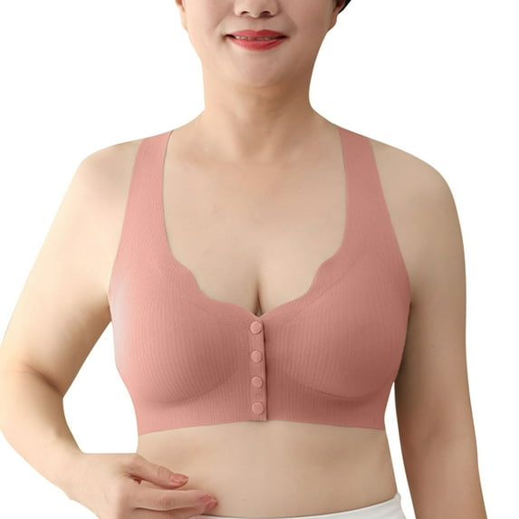 Ltctricy Front Closure Bras for Women Wireless Support Seamless Full Coverage Bralettes for Seniors Comfortable Bras