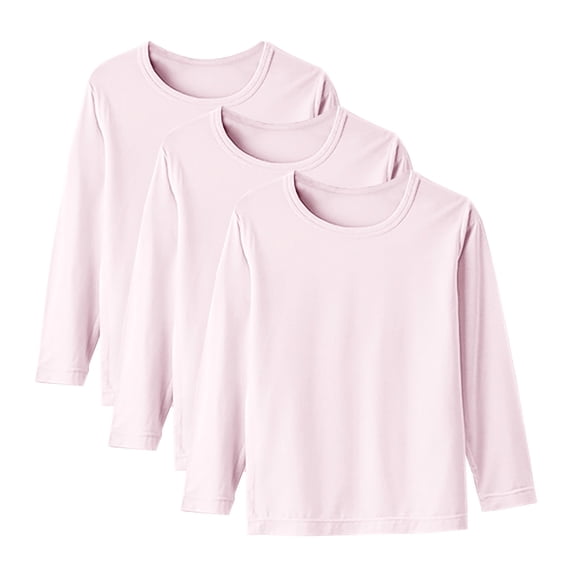 Ltctricy Girls Boys' 3 Pieces T Shirts Unisex Baby Toddler Long Sleeve Crew Neck Casual Tees Base Layering Tops(Pink,12-13 Years)