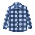 thumbnail image 1 of Ltctricy Girls Boys' Button down Shirts Unisex Baby Toddler Long Sleeve Collared Plaid Dress Shirts Casual School Tops(Navy,3-4 Years), 1 of 7