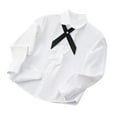 thumbnail image 1 of Ltctricy Girls' Button Down Shirts Fashion Long Sleeve Bowknot Soft Cotton Collared Blouses Children Casual School Tops(Black,14-15 Years), 1 of 2