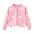 thumbnail image 1 of Ltctricy Girls' Cardigan Sweaters Soft Casual Long Sleeve Crew Neck Heart Button down Sweaters Knit Outwear Coats(Pink,8-9 Years), 1 of 7