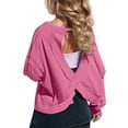 thumbnail image 1 of Ltctricy Girls' Cropped T Shirts Long Sleeve Crew Neck Open Back Workout Tops Loose Gym Tees Athletic Performance Clothes(Hot Pink,4-5 Years), 1 of 6