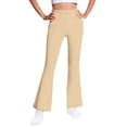 thumbnail image 1 of Ltctricy Girls' Flare Leggings Sparkly Fleece Lined High Waisted Bell Bottom Yoga Pants Bootcut Casual Activewear Pants(Beige,11-12 Years), 1 of 6