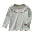 thumbnail image 1 of Ltctricy Girls' Long Sleeve Shirts Toddler Baby Ruffle Trim Mock Neck Ribbed Cotton T Shirts Soft Tee Blouses Infant Newborn Clothes(Gray,3-4 Years), 1 of 3