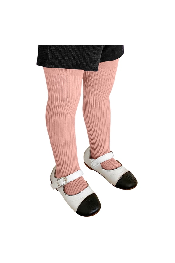 Girls' Ribbed Knit Tights Toddler Baby Soft Cotton Stretchy Slim Pantyhose Pants Newborn Infant Footed Leggings(Pink,0-1 Years)