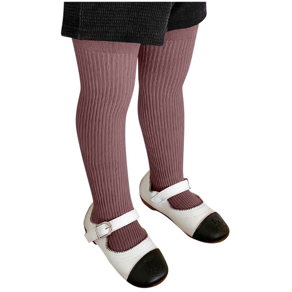 Ltctricy Girls' Ribbed Knit Tights Toddler Baby Soft Cotton Stretchy Slim Pantyhose Pants Newborn Infant Footed Leggings(Wine,7-8 Years)