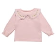 thumbnail image 1 of Ltctricy Girls' Ruffle Long Sleeve Shirts Toddler Baby Quarter Button Crewneck Collared Embroidered T-Shirts Infant Newborn Clothes(Pink,1-2 Years), 1 of 5