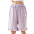 thumbnail image 1 of Ltctricy Girls' Shorts Children Casual Elastic Waist Ruffle Hem Textured Knee Length Shorts Comfy Lounge Shorts 3-15 Years, 1 of 5