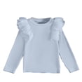 thumbnail image 1 of Ltctricy Girls' T Shirts Toddler Ruffle Mesh Long Sleeve Crew Neck Ribbed Knit Tee Tops Soft Tee Blouses 2-8 Years(Light Blue,2-3 Years), 1 of 4