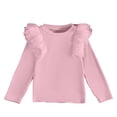 thumbnail image 1 of Ltctricy Girls' T Shirts Toddler Ruffle Mesh Long Sleeve Crew Neck Ribbed Knit Tee Tops Soft Tee Blouses 2-8 Years(Pink,7-8 Years), 1 of 4