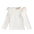 thumbnail image 1 of Ltctricy Girls' T Shirts Toddler Ruffle Mesh Long Sleeve Crew Neck Ribbed Knit Tee Tops Soft Tee Blouses 2-8 Years(White,2-3 Years), 1 of 4