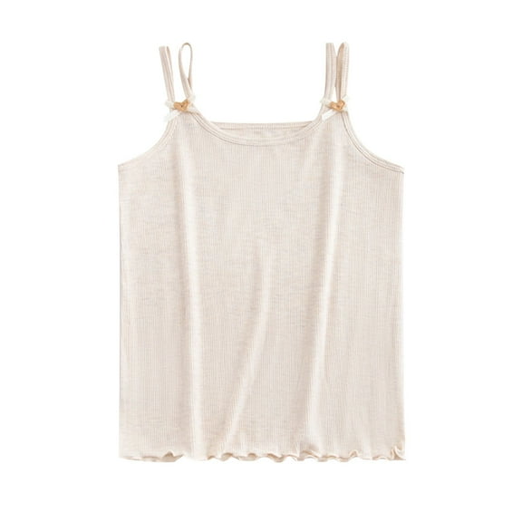 Ltctricy Girls' Tank Tops Toddlers Soft Cotton Spaghetti Strap Ruffle Hem Sleeveless Shirts Summer Camisole Tops 3-14 Y