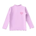 thumbnail image 1 of Ltctricy Girls' Thermal T-Shirts Children Fleece Warm Long Sleeve Mock Neck Ruffle Trim Printed Base Layer Tops Basic Tee Blouses 0-13 Y(Purple,5-6 Years), 1 of 5