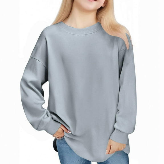 Ltctricy Girls' Thermal Tops Toddler Children Cotton Long Sleeve Crew Neck Fleece T Shirts Base Layer Undershirts 2-9 Years(Light Blue,2-3 Years)