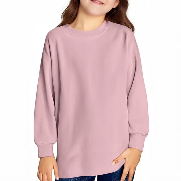 Ltctricy Girls' Thermal Tops Toddler Children Cotton Long Sleeve Crew Neck Fleece T Shirts Base Layer Undershirts 2-9 Years(Pink,3-4 Years)