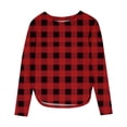 thumbnail image 1 of Ltctricy Girls' Tunic Tops Long Sleeve Crew Neck Curved Hem Plaid T-Shirts Soft Casual Tee Blouses for Children 3-12 Y(Red,11-12 Years), 1 of 6