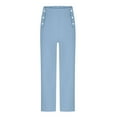 thumbnail image 1 of Ltctricy Girls' Wide Leg Pants Children Lightweight Elastic Waist Pull on Casual Pants Loose Summer Trousers with Pockets(Light Blue,10-11 Years), 1 of 7