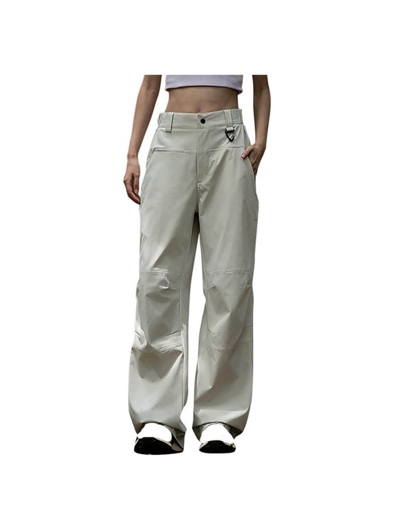 Hiking Pants for Women Elastic High Waisted Wide Leg Waterproof Outdoor Athletic Pants Travel Casual Trousers