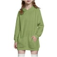 thumbnail image 1 of Ltctricy Hoodies for Girls Long Sleeve Solid Color Pullover Hooded Sweatshirts Casual Hoodie Dresses with Pocket(Green,9-10 Years), 1 of 7
