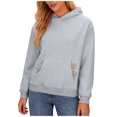 thumbnail image 1 of Ltctricy Hoodies for Women Soft Casual Long Sleeve Embroidered Hooded Sweatshirts Pullover Sweater Tops with Pockets(Gray,Medium), 1 of 7