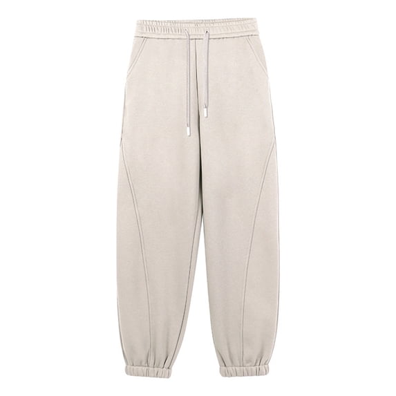 Ltctricy Joggers for Women Fall Winter Drawstring Elastic Waist Cinch Bottom Fleece Sweatpants Thermal Casual Workout Pants(Khaki,Medium)