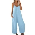 thumbnail image 1 of Ltctricy Jumpsuits for Women Casual Loose Scoop Neck Spaghetti Strap Sleeveless Rompers Wide Leg Overalls with Pockets, 1 of 6