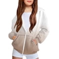 thumbnail image 1 of Ltctricy Kids Zip Up Hoodie Boys Girls Long Sleeve Sweatshirt Gradient Fall Fashion Outerwear Comfy Casual Tops(Beige,7-8 Years), 1 of 7