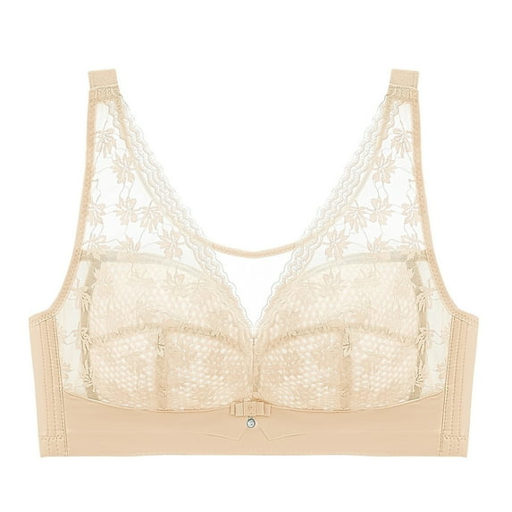 Ltctricy Lace Bralettes for Women Comfortable Mesh See Through Lightly Lined Wireless Bras Soft Support Everyday Bras