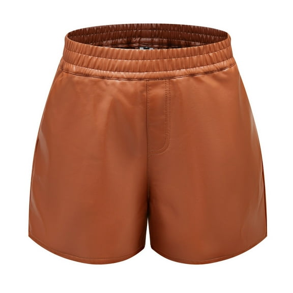 Ltctricy Leather Shorts for Women Elastic High Waisted Dressy Casual Shorts Trendy Shorts with Pockets