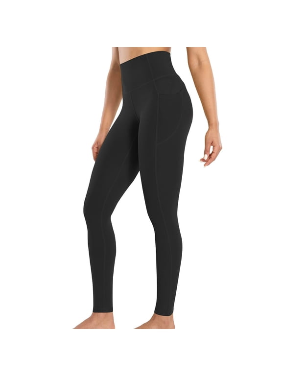 Leggings for Women Casual High Waisted Full Length Stretchy Slim Yoga Pants Footless Workout Tights with Pockets(Black,Small)