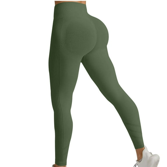 Ltctricy Leggings for Women High Waisted Butt Lifting Textured Stretchy Slim Workout Yoga Pants Gym Running Tights(Green,Large)