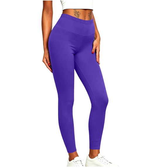 Ltctricy Leggings for Women High Waisted Casual Comfy Lounge Pants Stretchy Soft Yoga Pants for Workout Running(Purple,Medium)