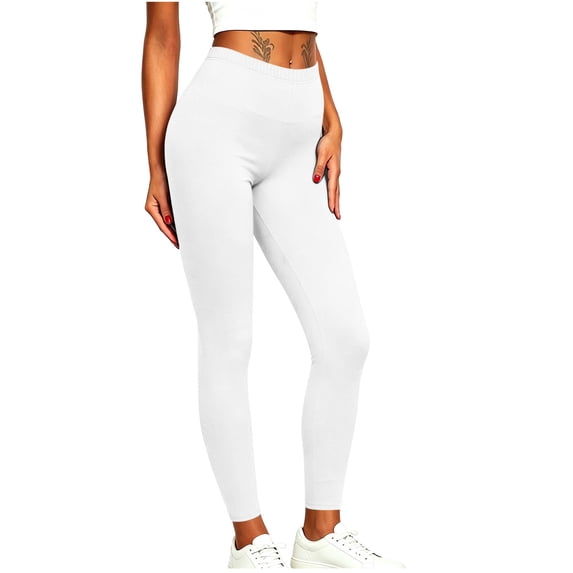 Ltctricy Leggings for Women High Waisted Casual Comfy Lounge Pants Stretchy Soft Yoga Pants for Workout Running(White,X-Large)