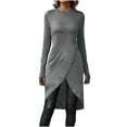 thumbnail image 1 of Ltctricy Long Sleeve Tops for Women Slim Fashion Spring Crewneck Long Shirts Slit Hem Basic Tunic Blouses, 1 of 7