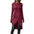 thumbnail image 1 of Ltctricy Long Sleeve Tops for Women Slim Fashion Spring Crewneck Long Shirts Slit Hem Basic Tunic Blouses, 1 of 7